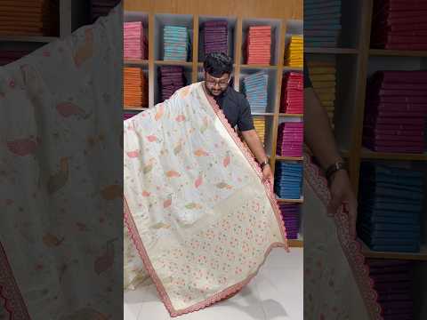 Heavy Dola Silk Weaving & Embroidery Border Saree (Unstiched Blouse)