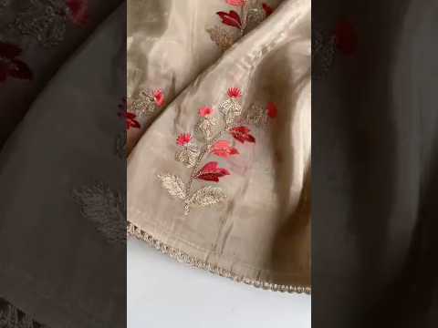 Paper Silk Floral Embroidery Zari Lace Saree