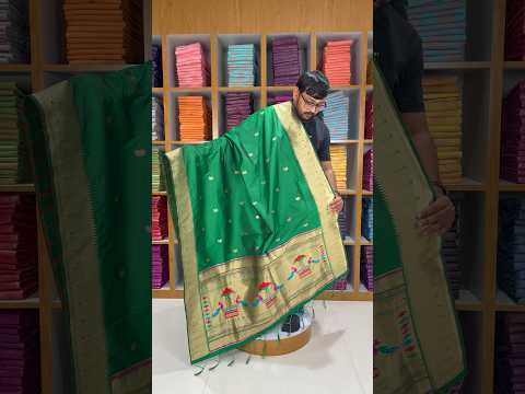Dupatta - Pure Zari Traditional Peacock Motifs Paithani Dupatta