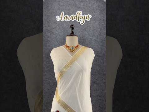 Viscose Georgette Embroidery Crown Thread Work Saree