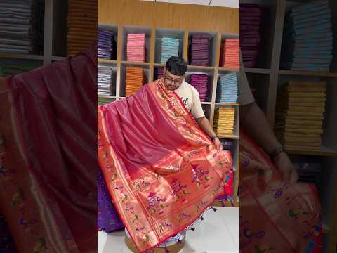 Banarsai Peacock & Parrot Weaving Paithani Saree
