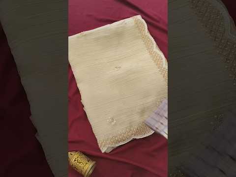 Pure Chiffon Bead Handwork Party Wear Saree