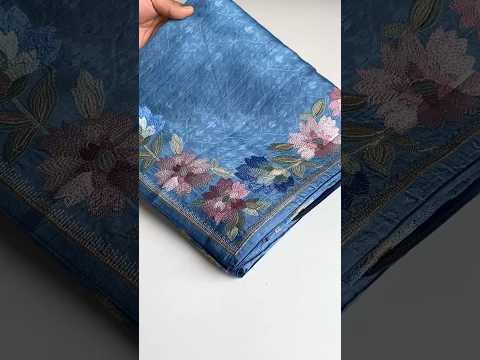 Tussar Silk Embroidery Floral Pattern Saree