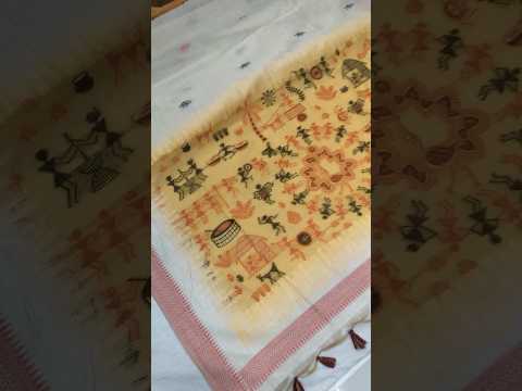 Premium Soft Muga Cotton Saree – Warli Pallu Style