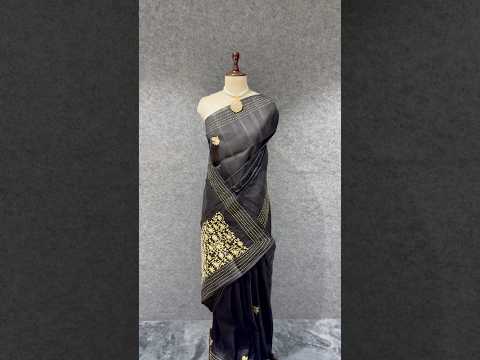 Black Matka Silk Embroidery Saree