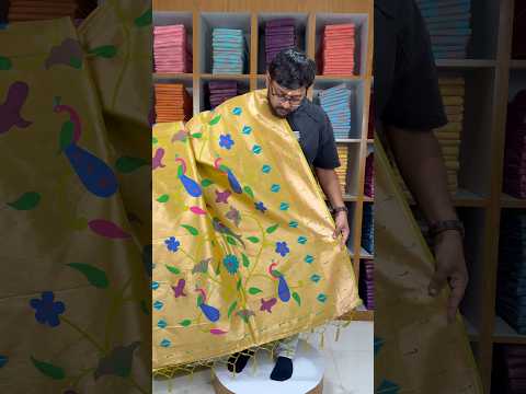 Paithani Jacquard Dupatta with Peacock (Mor) & Floral Weaving