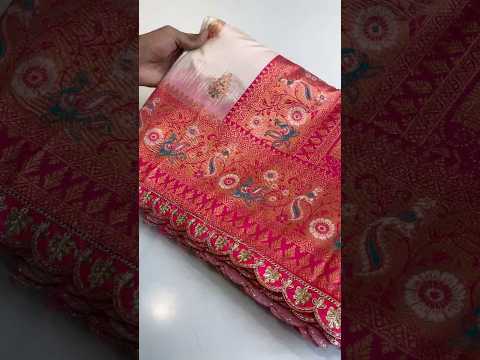 Paithani Silk Peacock Motif Banarasi Saree with Lace