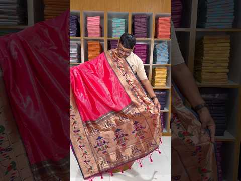 Banarsai Peacock & Parrot Weaving Paithani Saree