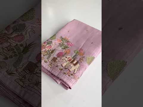 Pure Loom Tussar Silk Embroidery Work Saree