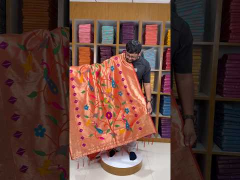 Paithani Jacquard Dupatta with Peacock (Mor) & Floral Weaving