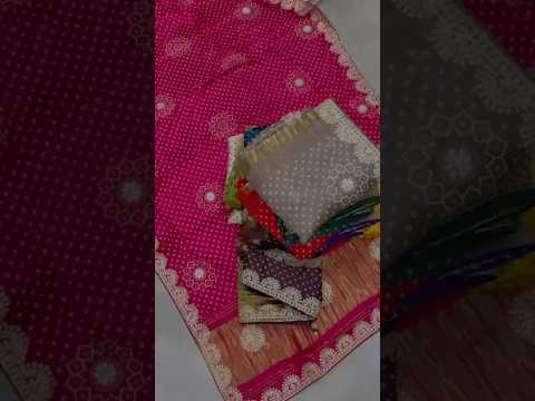 Desiner Bandhani Pure Lagadi Patta With Print saree