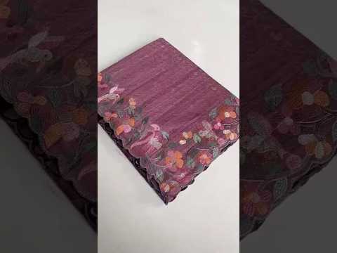 Pure Tussar Silk Saree – Floral & Bird Embroidery