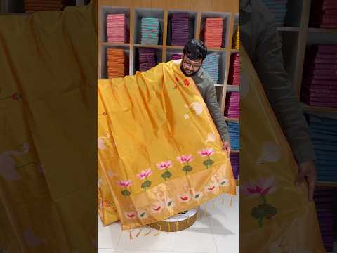 Most Trending Swan Lotus Khadi Raw SIlk Paithani Saree
