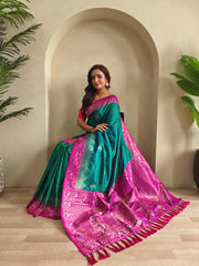 Dual Tone Designer Banarasi Soft Silk Saree