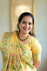 Soft Tussar Silk Pastel Paithani Saree