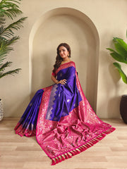 Dual Tone Designer Banarasi Soft Silk Saree