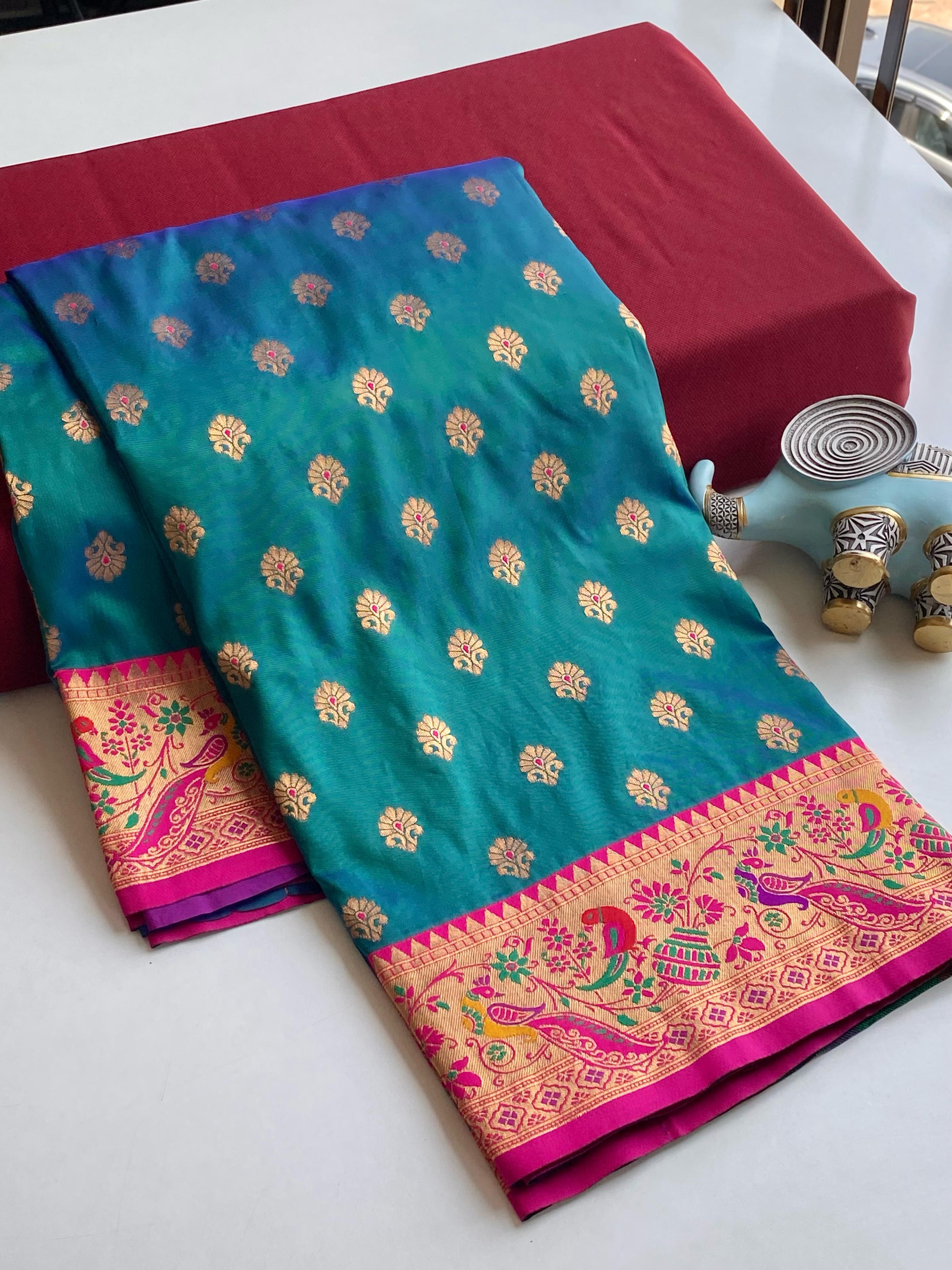 Paithani Silk Traditional Zari Weaving Rich Pallu Saree (Product Code: AS-891)