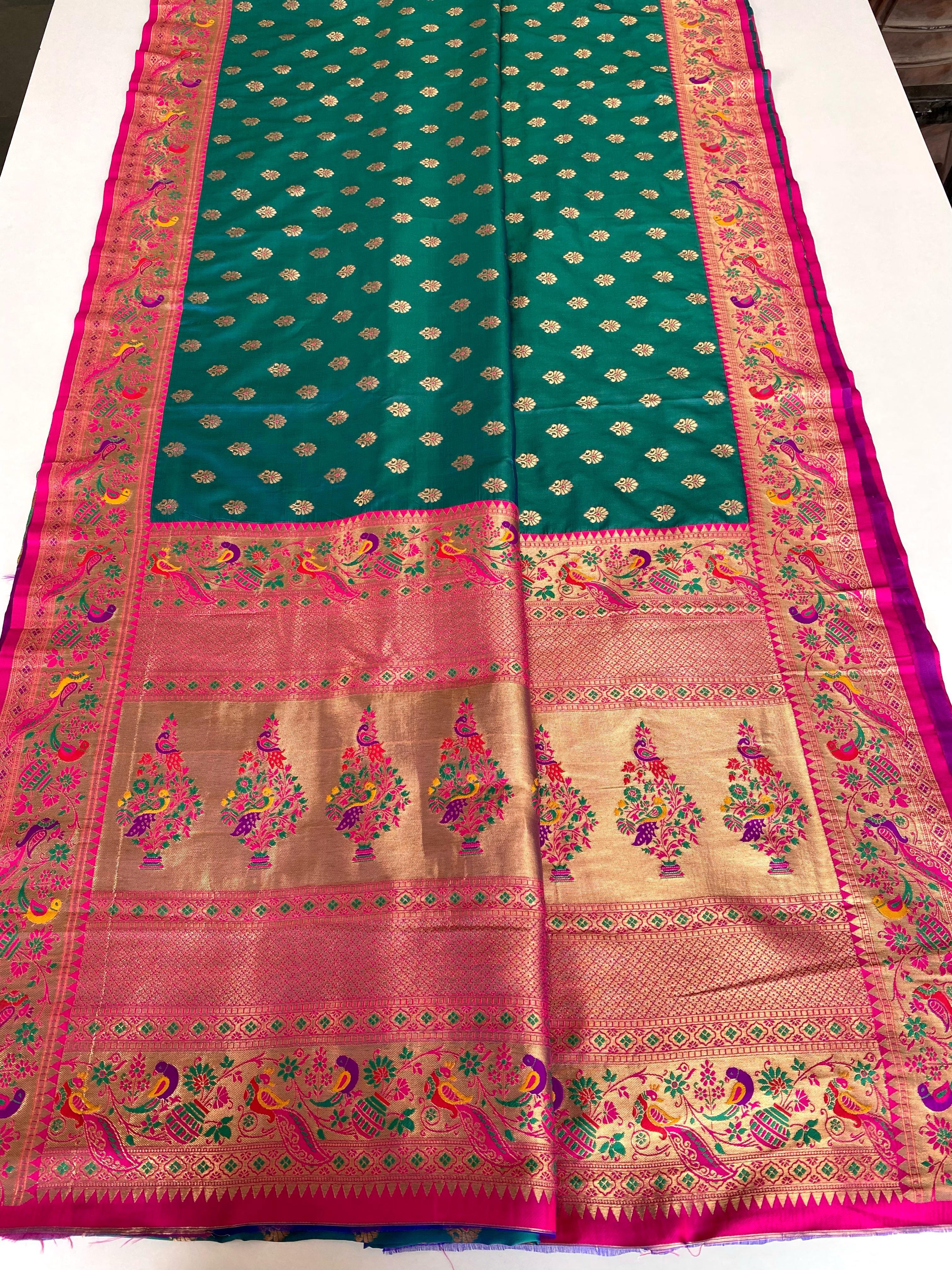 Paithani Silk Traditional Zari Weaving Rich Pallu Saree (Product Code: AS-891)