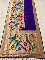 Kanchivaram Paithani Silk Big Parrot Zari Border Saree