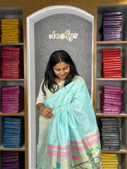Pure Khadi Raw Silk Hiran Paithani Saree
