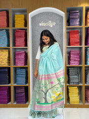Pure Khadi Raw Silk Hiran Paithani Saree