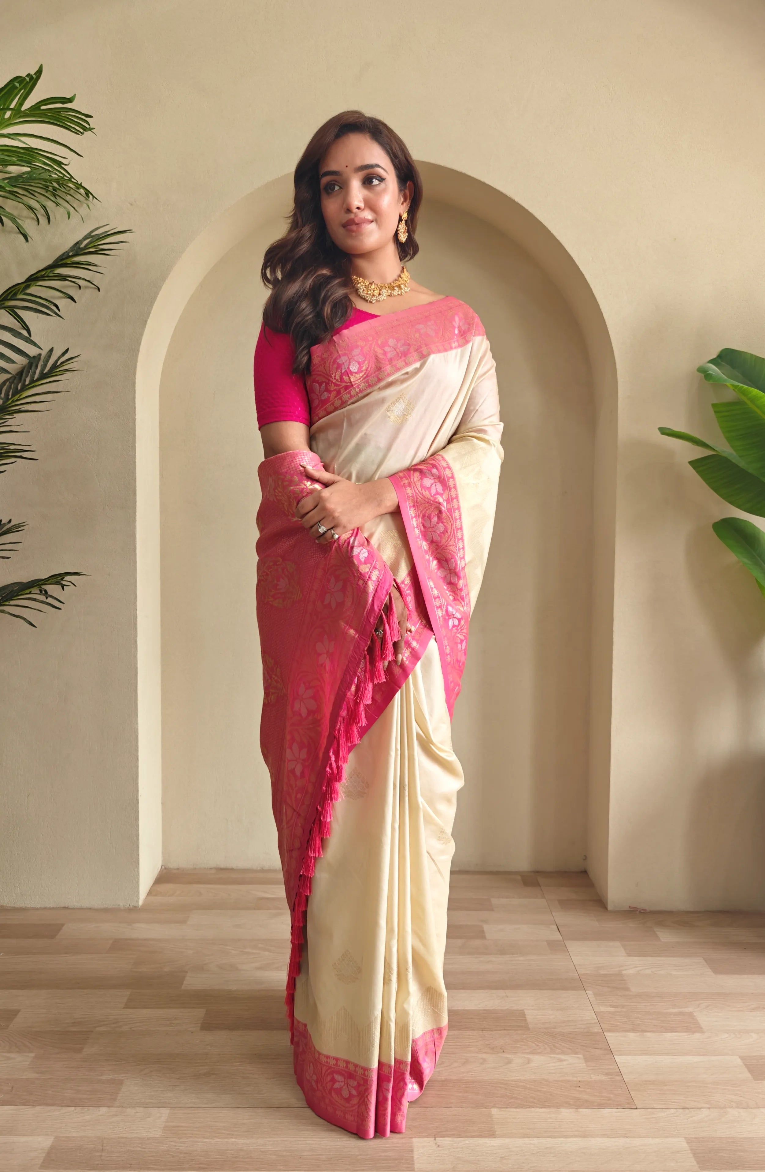Dual Tone Designer Banarasi Soft Silk Saree