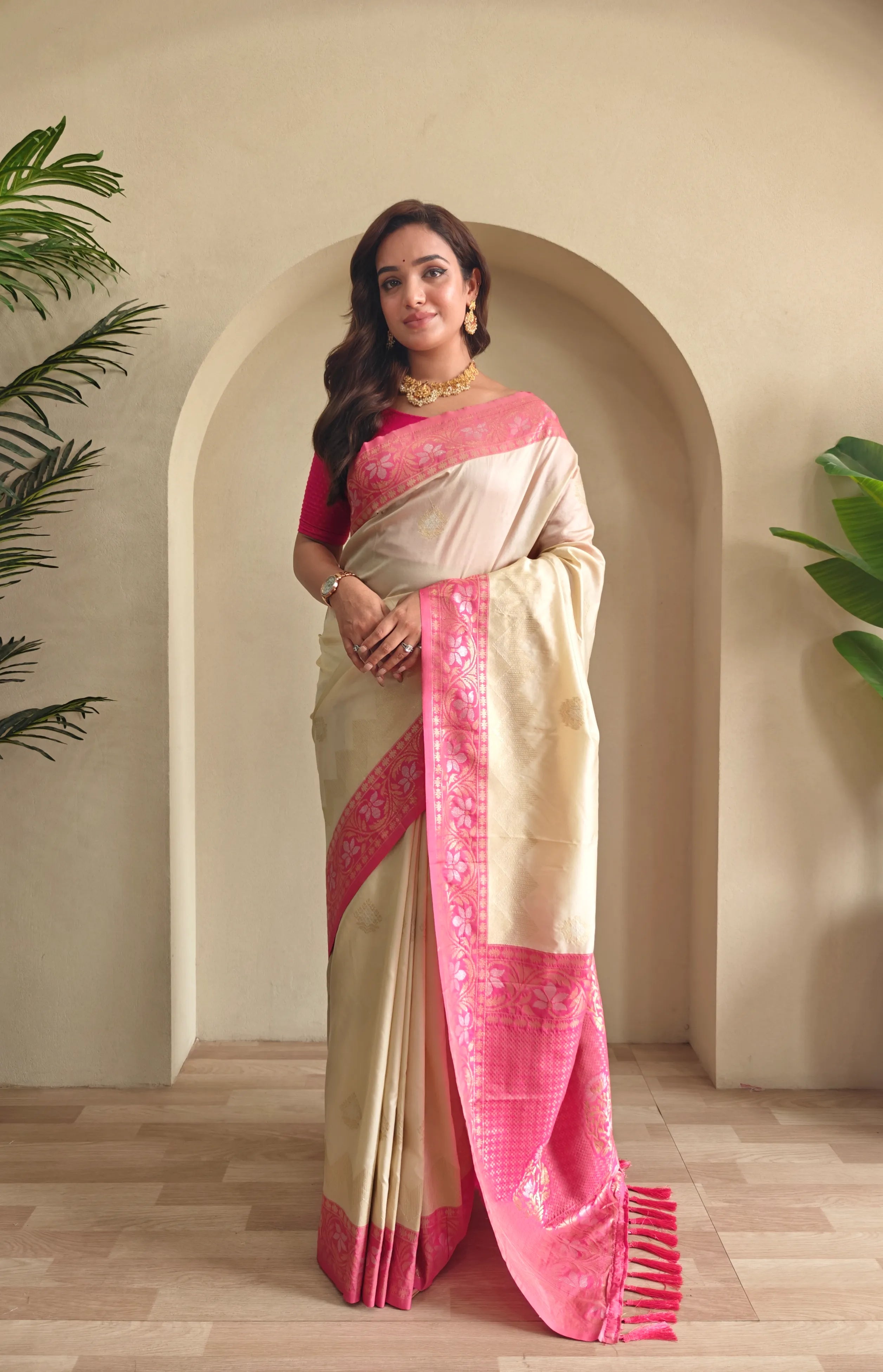 Dual Tone Designer Banarasi Soft Silk Saree